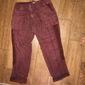 Anthropologie Hei Hei Linen Lace Lace Crop Pants